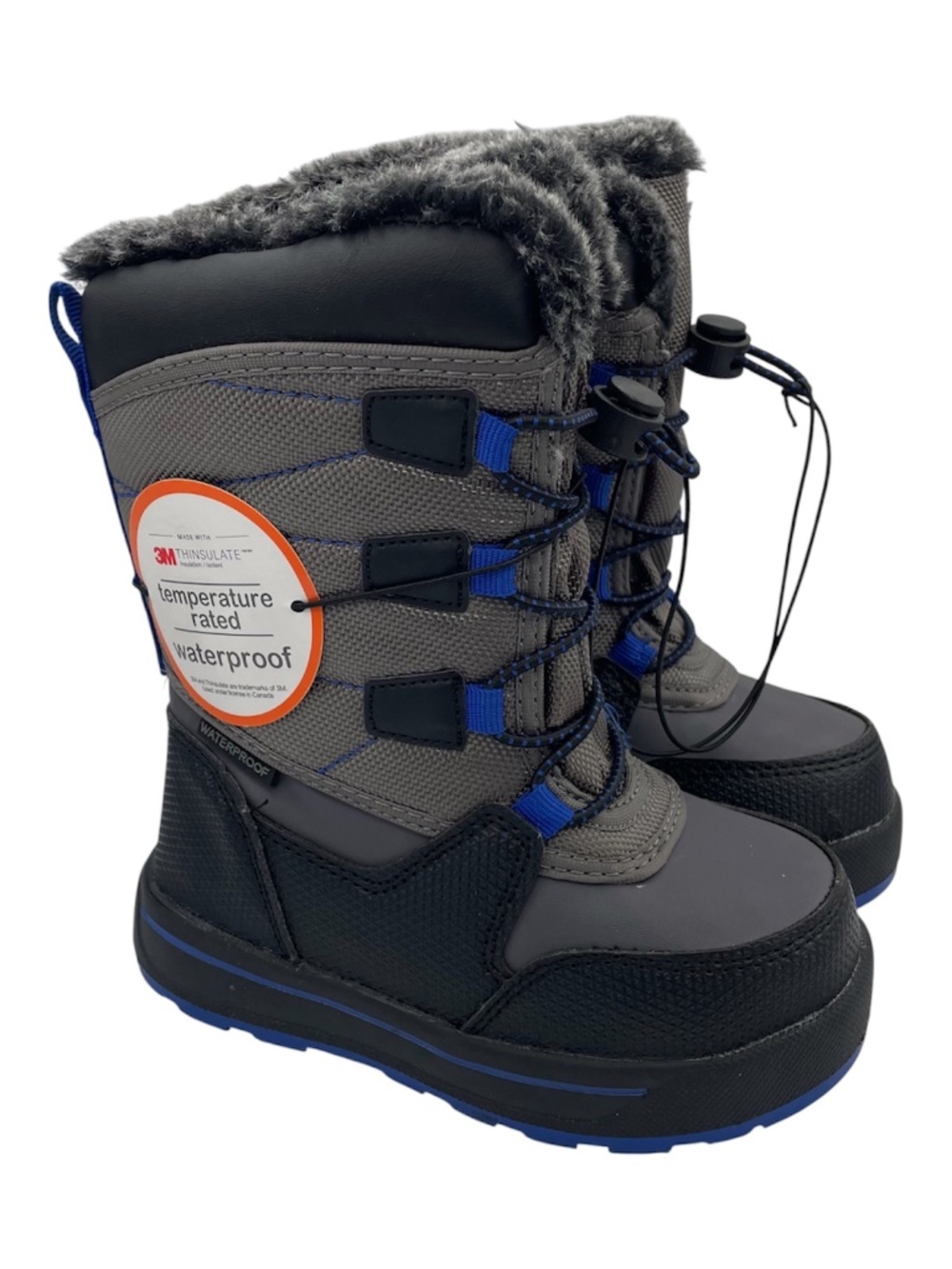 Wonder Nation insulated waterproof boys black/blue boots Size 8
